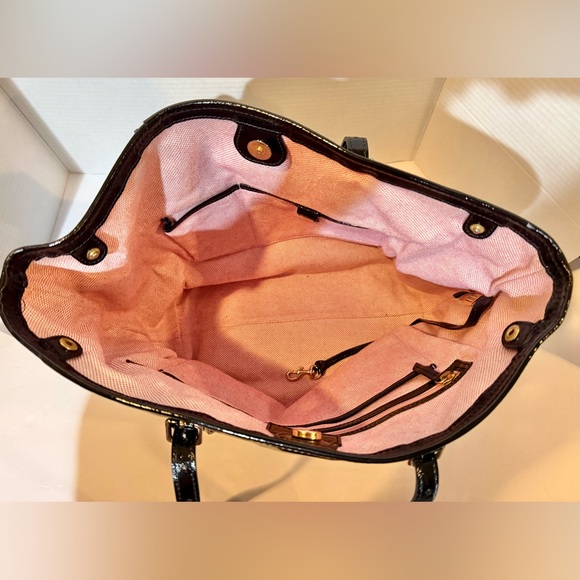 Dooney and Bourke Black Patent Leather Travel Tote Bag Used Good Condition - Picture 6 of 16